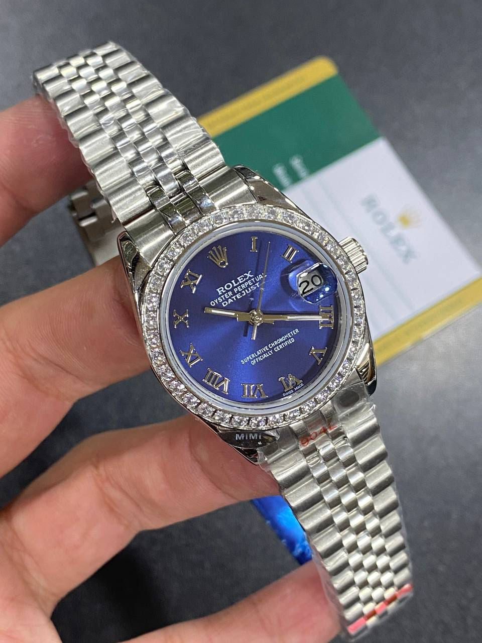 Rolex Datejust 31mm women's mirror watch, blue Roman numeral dial – view 2