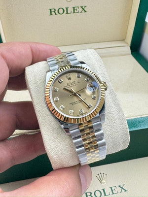 Rolex Datejust 31mm women's mirror watch, champagne stone-set dial – view 2