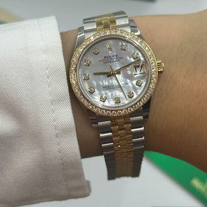 Rolex Datejust 31mm women's mirror watch, white mother-of-pearl stone-set dial – view 10