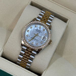 Rolex Datejust 31mm women's mirror watch, white mother-of-pearl stone-set dial – view 6