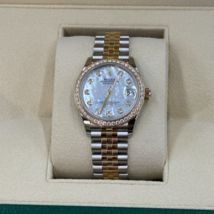 Rolex Datejust 31mm women's mirror watch, white mother-of-pearl stone-set dial – view 9