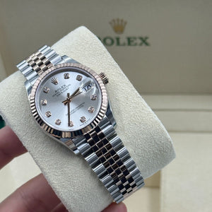 Rolex Datejust 31mm women's mirror watch, silver stone-set dial – view 12