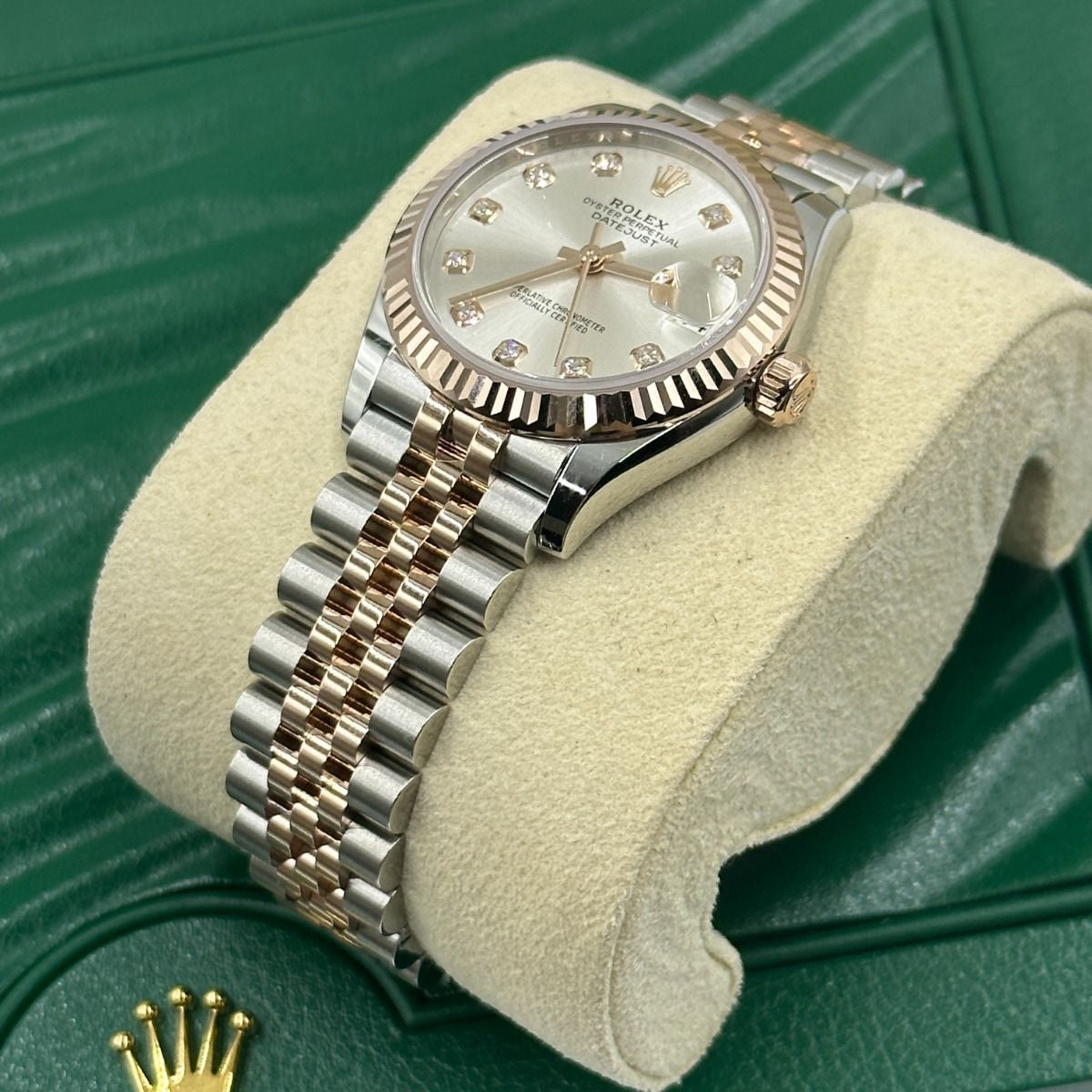 Rolex Datejust 31mm women's mirror watch, silver stone-set dial – view 2