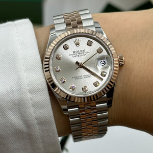 Rolex Datejust 31mm women's mirror watch, silver stone-set dial – view 7