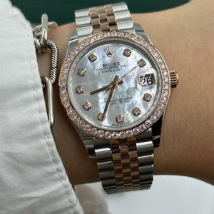 Rolex Datejust 31mm women's mirror watch, white mother-of-pearl stone-set dial – view 8