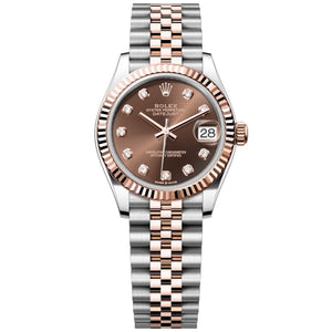 Rolex Datejust 31mm Women's Mirror Automatic Watch – Chocolate Stone-Set Dial & Two-Tone Silver & Rose Gold-Tone Stainless Steel Five-Link Bracelet