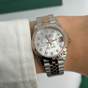 Rolex Datejust 31mm women's mirror watch, white mother-of-pearl stone-set dial – view 2