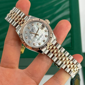 Rolex Datejust 31mm women's mirror watch, white mother-of-pearl stone-set dial – view 9
