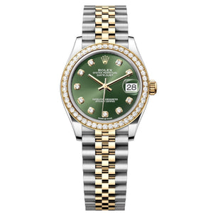 Rolex Datejust 31mm Women's Mirror Automatic Watch – Green Stone-Set Dial, Stone-Set Bezel & Two-Tone Silver & Gold-Tone Stainless Steel Five-Link Bracelet