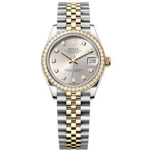 Rolex Datejust 31mm Women's Mirror Automatic Watch – Silver Stone-Set Dial, Stone-Set Bezel & Two-Tone Silver & Gold-Tone Stainless Steel Five-Link Bracelet
