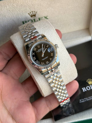 Rolex Datejust 31mm women's mirror watch, black Roman numeral dial – view 2