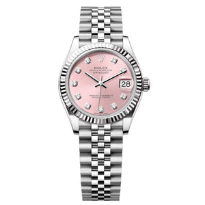 Rolex Datejust 31mm Women's Mirror Automatic Watch – Pink Stone-Set Dial & Silver Stainless Steel Five-Link Bracelet