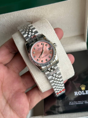 Rolex Datejust 31mm women's mirror watch, pink stone-set dial – view 2