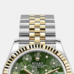 Rolex Datejust 31mm women's mirror watch, olive green floral motif dial – view 2