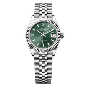 Rolex Datejust 31mm Women's Mirror Automatic Watch – Mint Green Dial & Silver Stainless Steel Five-Link Bracelet