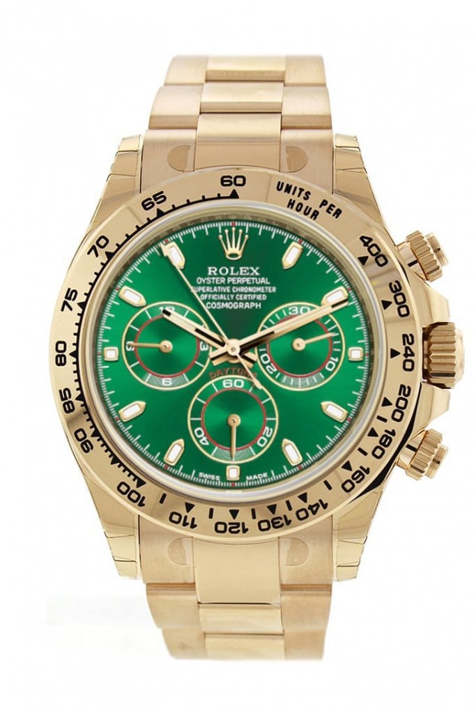 Rolex Daytona men's mirror watch, green dial – view 2