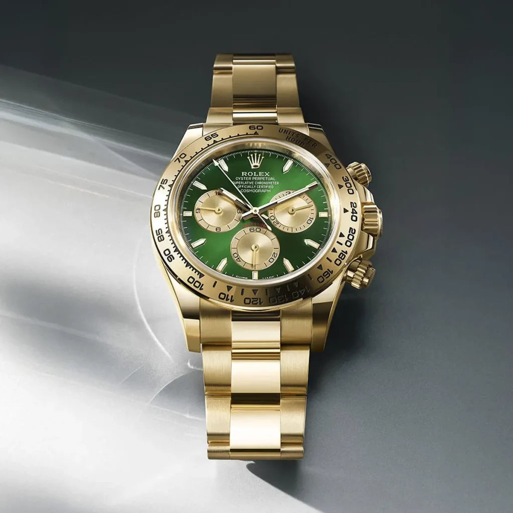 Rolex Daytona men's mirror watch, green & gold-tone dial – view 2