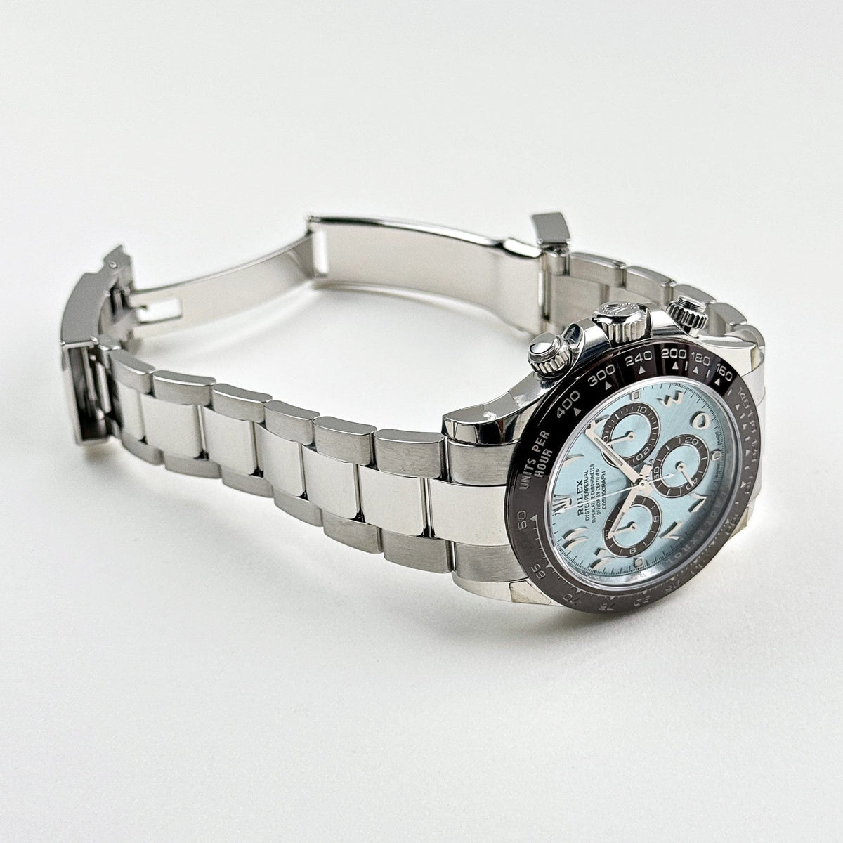 Rolex Daytona men's mirror watch, ice blue Eastern Arabic numeral dial – view 2