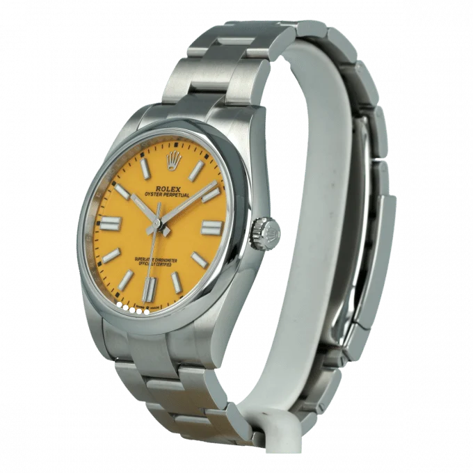 Rolex Oyster Perpetual men's mirror watch, yellow dial – view 2