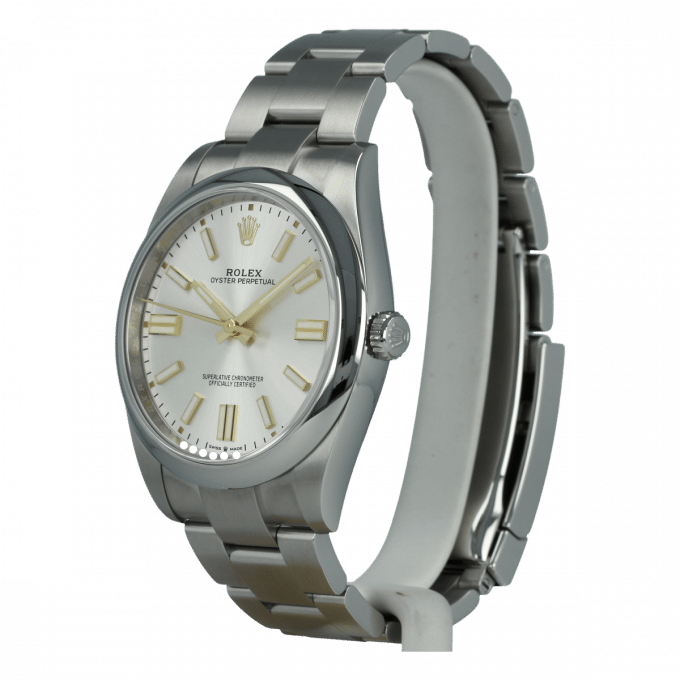 Rolex Oyster Perpetual men's mirror watch, silver dial – view 2
