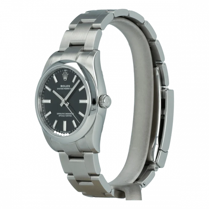 Rolex Oyster Perpetual men's mirror watch, black dial – view 2