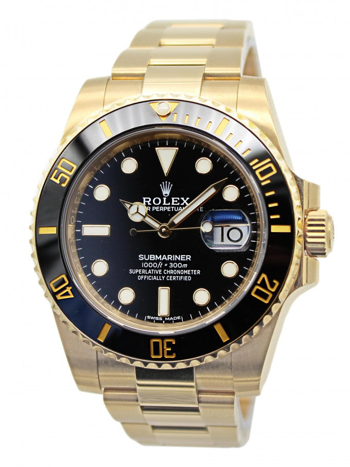 Rolex Submariner men's mirror watch, black dial, gold-tone stainless steel bracelet – view 2