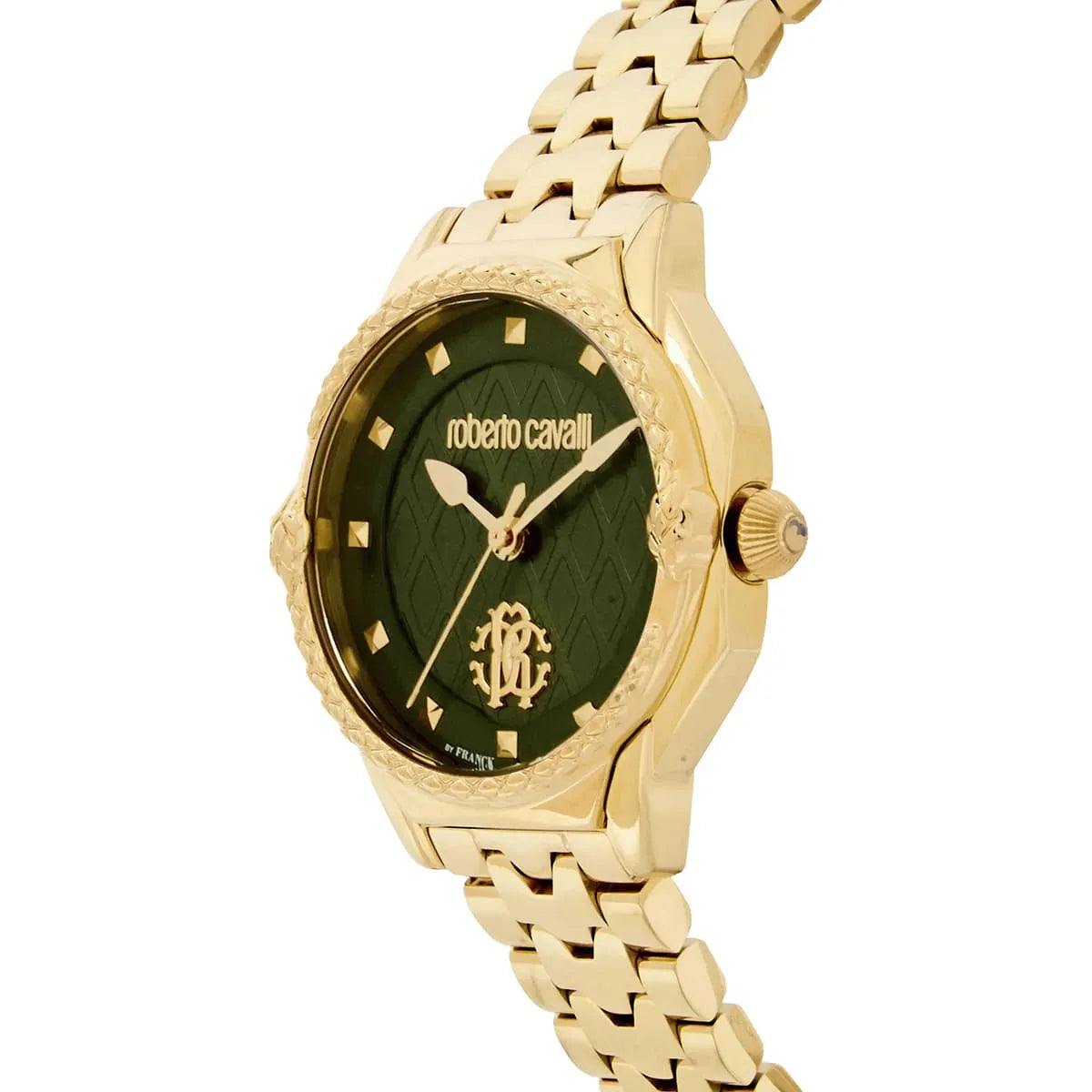 Roberto Cavalli Classic RV1L225M0051 women's watch - green dial and snake pattern bezel detail