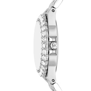 عرض جانبي لساعة Michael Kors MK7397 يوضح بريق السيلفر وتصميم الهيكل القوي