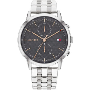 Tommy Hilfiger Easton 1710431 men's watch with silver case grey dial and rose gold accents