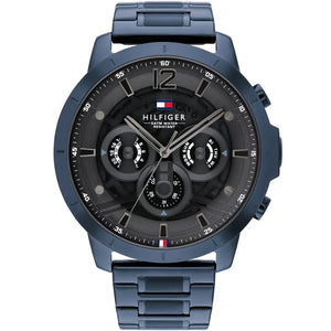 Tommy Hilfiger Luca 1710493 men's oversized watch with blue ion-plated case and grey dial