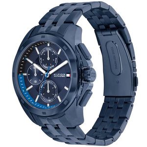 Side view of Tommy Hilfiger 1710622 showing the blue crown and case thickness