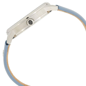 Detailed side view of the silver-tone crown on the 1782023 women's watch