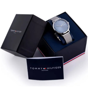Detailed side view of the silver crown on the Tommy Hilfiger 1782149