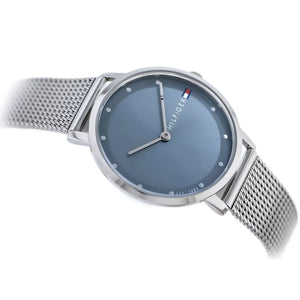 Side profile view of the ultra-slim 6.2mm silver case of the Tommy Hilfiger 1782149