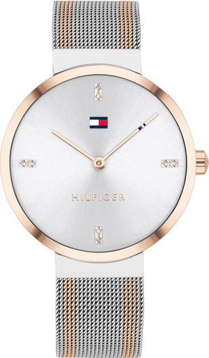 Tommy Hilfiger Liberty 1782221 women's watch with two-tone silver and rose gold mesh bracelet