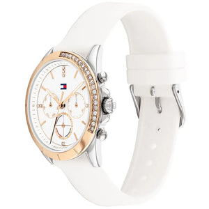 Side view of Tommy Hilfiger 1782388 showing the gold crown and slim 8.5mm case profile