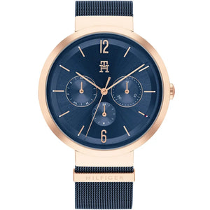 Tommy Hilfiger Lidia 1782541 women's watch with blue mesh bracelet and rose gold case