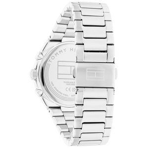 Side profile view of the 8.8mm case of the Tommy Hilfiger 1782573 showing rose gold detail