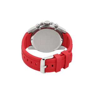 Angled view of the Tommy Hilfiger 1791351 highlighting the silver stainless steel case