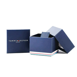 Side profile view of the polished silver case of the Tommy Hilfiger 1791351