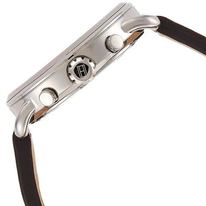 Side profile view of the polished silver case of the Tommy Hilfiger 1791424