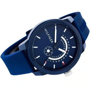 Left side perspective of the case and sporty dial details of the Tommy Hilfiger 1791482 watch