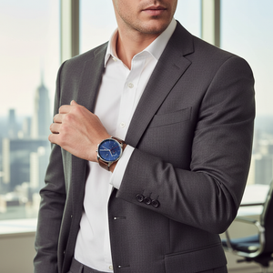Male model wearing Tommy Hilfiger 1791487 silver watch with a casual outfit