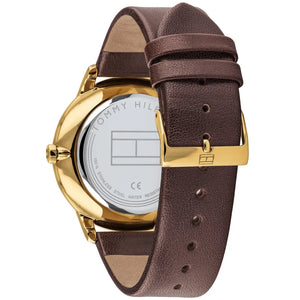 Back view of the Tommy Hilfiger 1791607 watch showing the stainless steel caseback