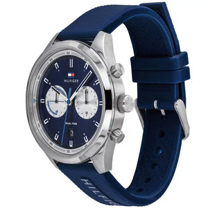 Angled view of the Tommy Hilfiger 1791781 highlighting the polished silver stainless steel case