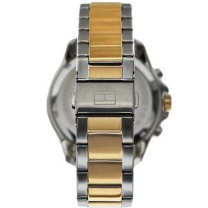 Side profile view of the 11.1mm case of the Tommy Hilfiger 1792095 showing gold crown detail
