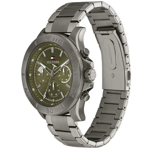 Side view of Tommy Hilfiger 1792115 showing the gunmetal crown and case thickness
