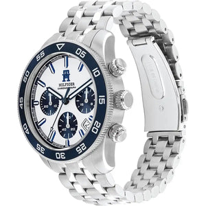 Side view of Tommy Hilfiger 1792157 showing the silver crown and chronograph pushers