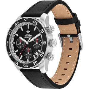 Side view of Tommy Hilfiger 1792162 showing the silver crown and chronograph pushers