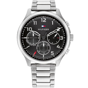 Tommy Hilfiger Asher 1791852 men's watch silver stainless steel bracelet black dial